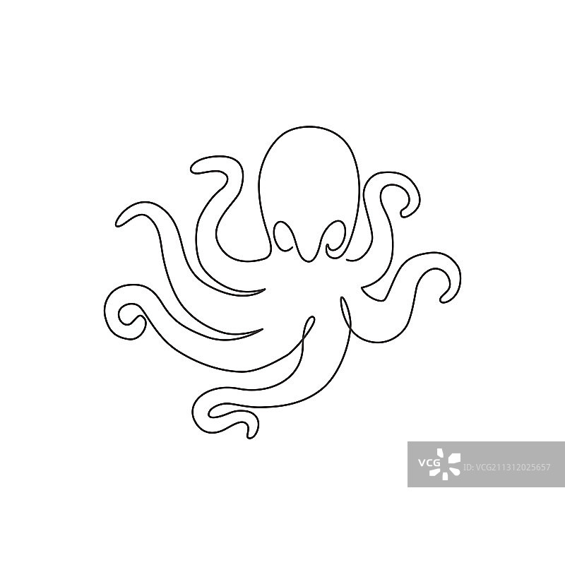 可怕的章鱼单线线条画图片素材