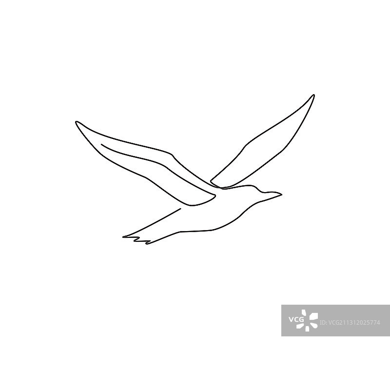 可爱信天翁一笔画图片素材