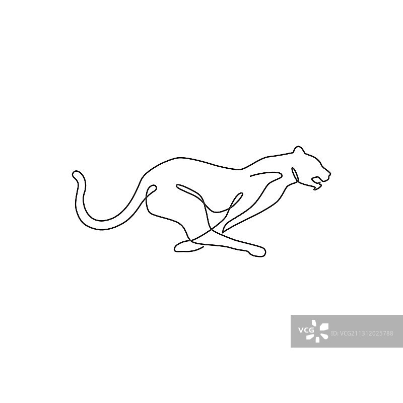 猎豹单线连续画图片素材