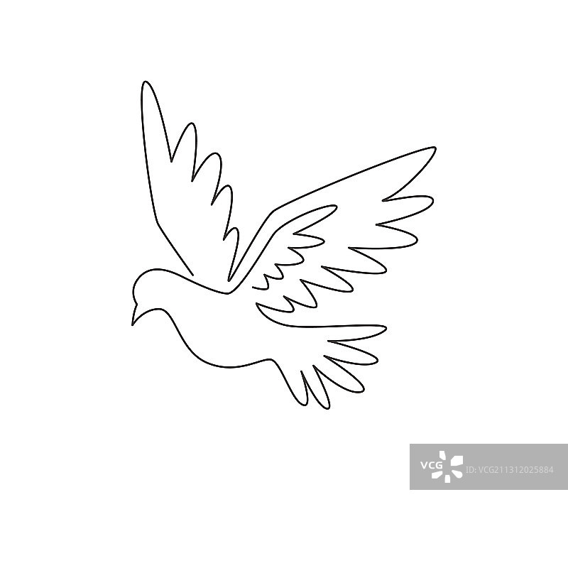 可爱的飞鸽单线画图片素材
