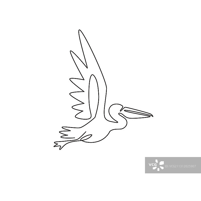 可爱鹈鹕一笔画图片素材