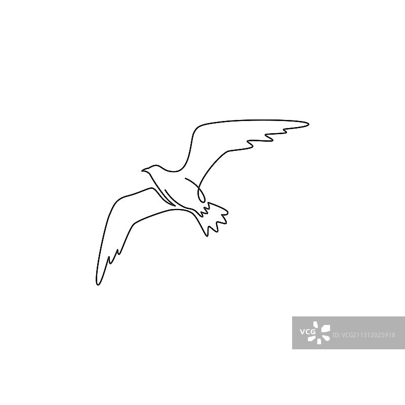 优雅海鸥单线连续画图片素材