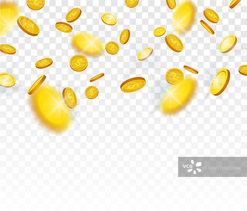 顶部掉落的金币图片素材