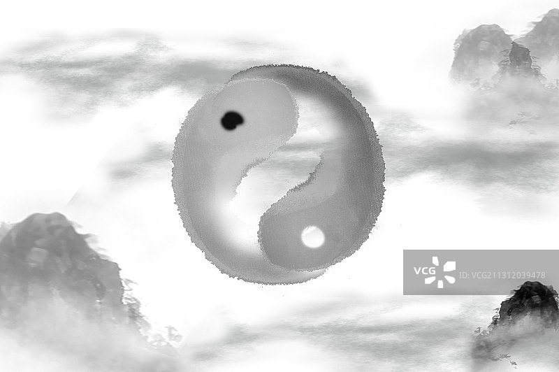 充满中国风的太极图案水墨画图片素材