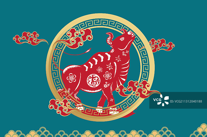 中国新年牛年春节昂首仰天的牛图片素材