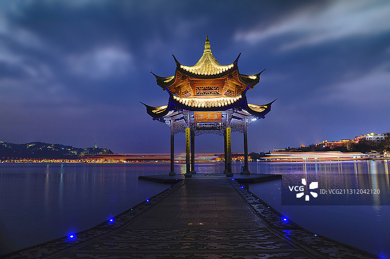 杭州西湖十景-集贤亭暮色图片素材