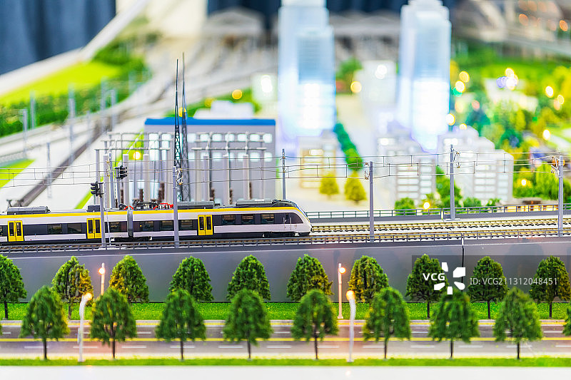 城市轨道交通沙盘模型特写图片素材