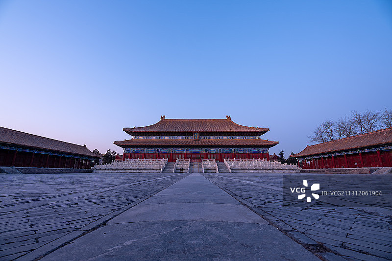 北京市紫禁城太庙晚霞图片素材