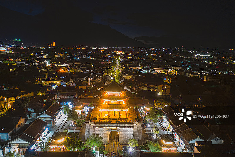 大理古城五华楼航拍风光图片素材