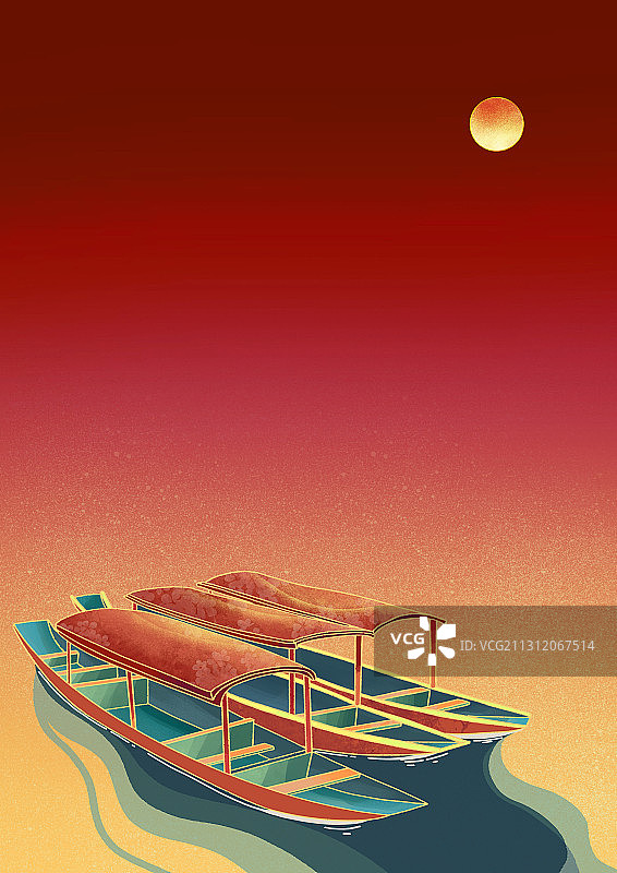 国潮风古船图片素材