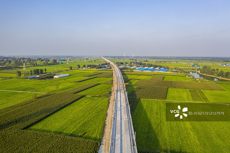 航拍郑济高铁滑浚段大运河处图片素材