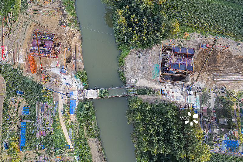 航拍郑济高铁滑浚段大运河处图片素材