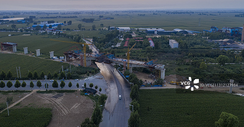 航拍郑济高铁滑浚段大运河处图片素材