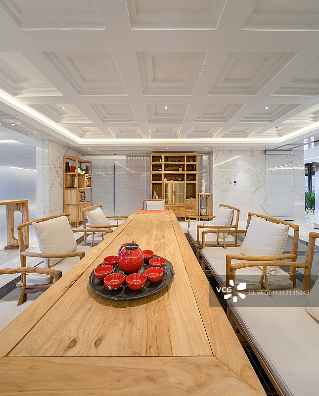 高级现代中式茶室包间图片素材