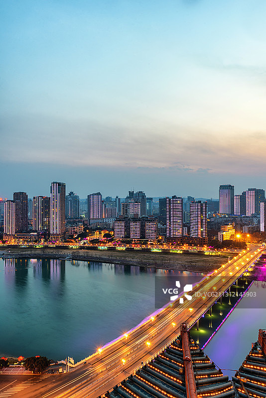 四川绵阳城市夜景图片素材