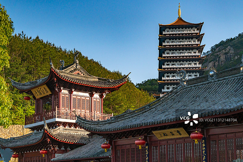 晨间中国浙江省台州市天台县天台山桐柏宫图片素材