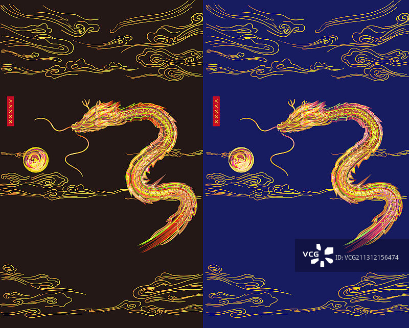 龙从海面飞起到天空上缠绕太阳图片素材