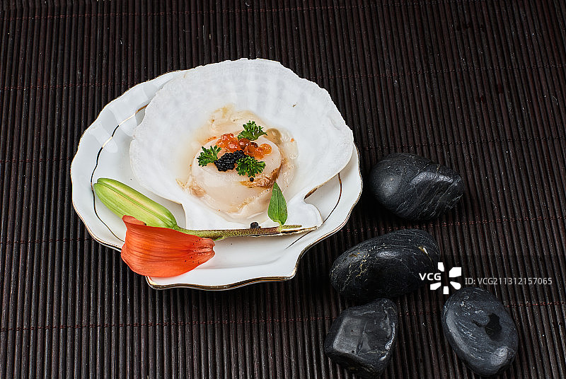 扇贝柱鲑鱼籽图片素材