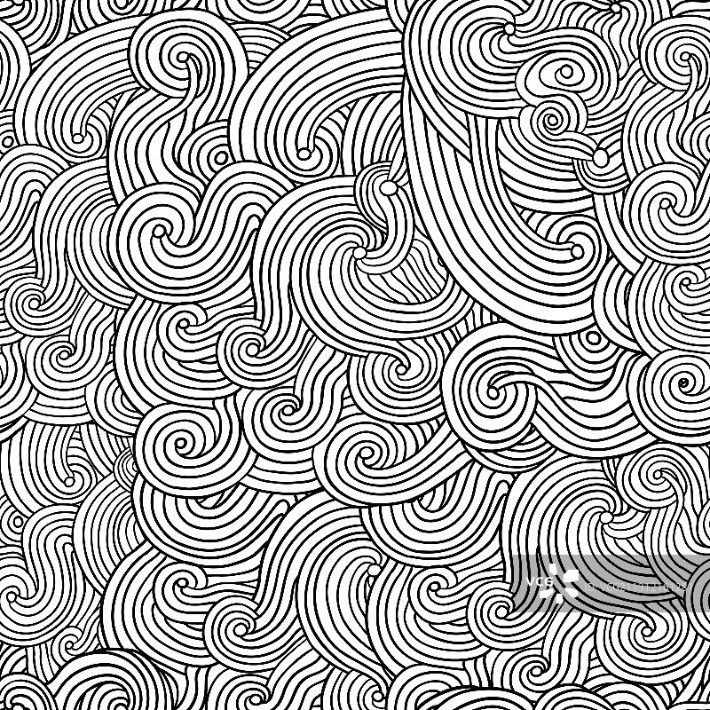 彩色卷曲涂鸦线条的无缝图案图片素材