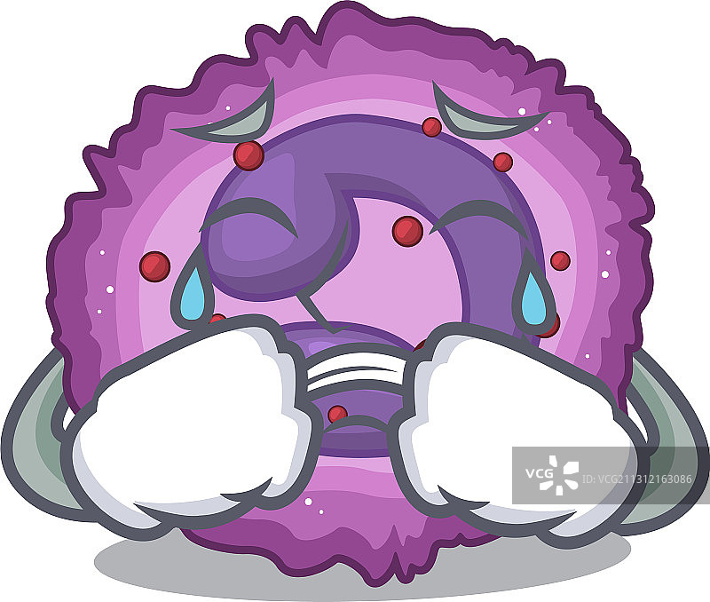 悲伤的嗜酸性粒细胞卡通吉祥物风格图片素材