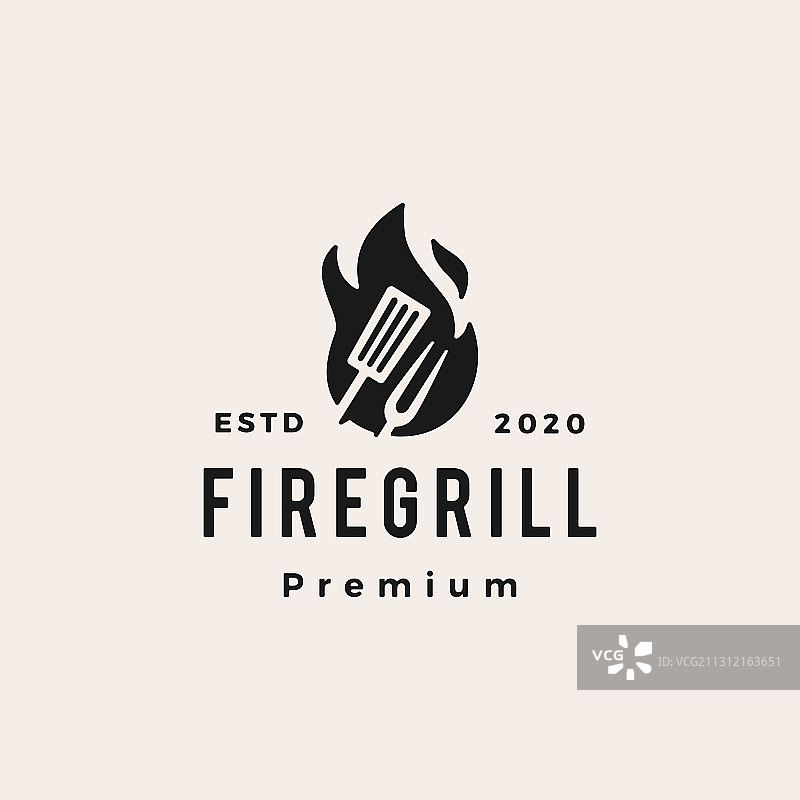 火焰烧烤铲叉复古时尚图片素材