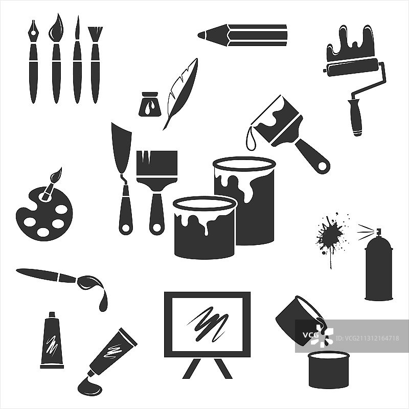 白色模版上的艺术图标图片素材