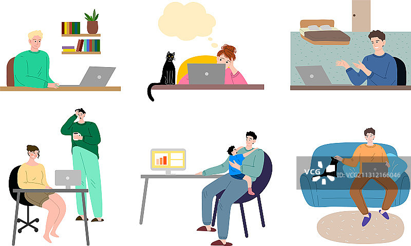 人们在家中使用笔记本电脑工作图片素材