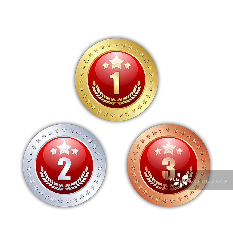 金银铜品质徽章或奖牌图片素材