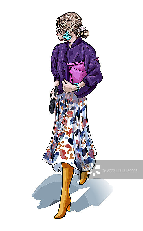 时尚女孩素描时尚女性绘画图片素材