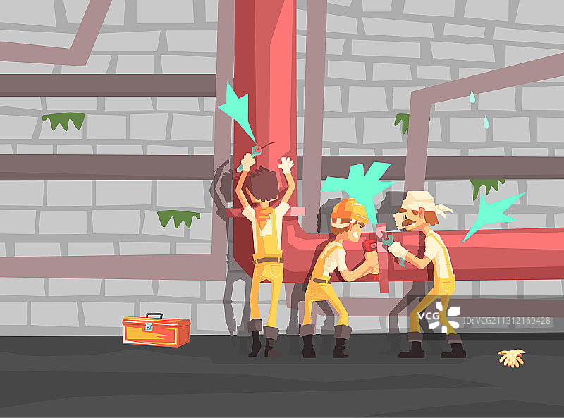 专业维修团队修理漏水图片素材