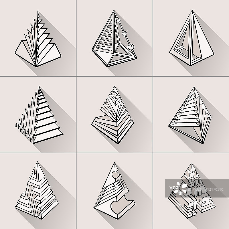 3D几何图形金字塔设计图片素材