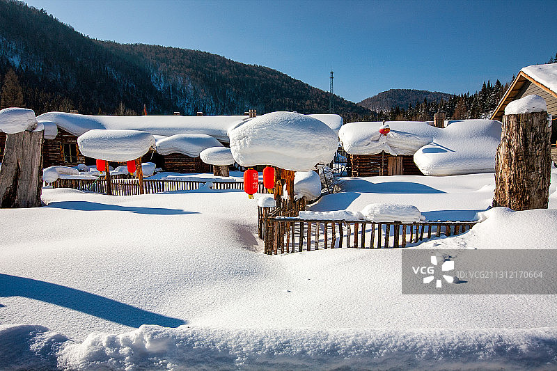 黑龙江雪乡，童话世界，丹青画卷，梦幻国度，雪谷悠悠，雾凇雪挂图片素材