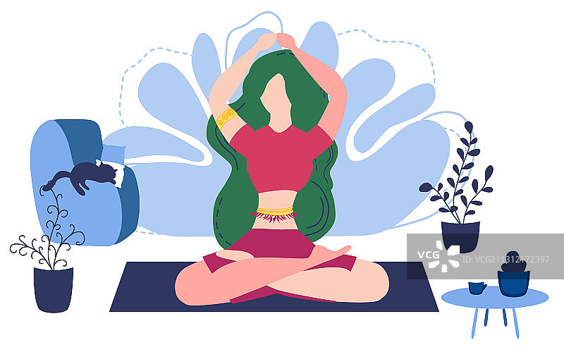 放松的年轻女人享受休息，女孩冥想图片素材