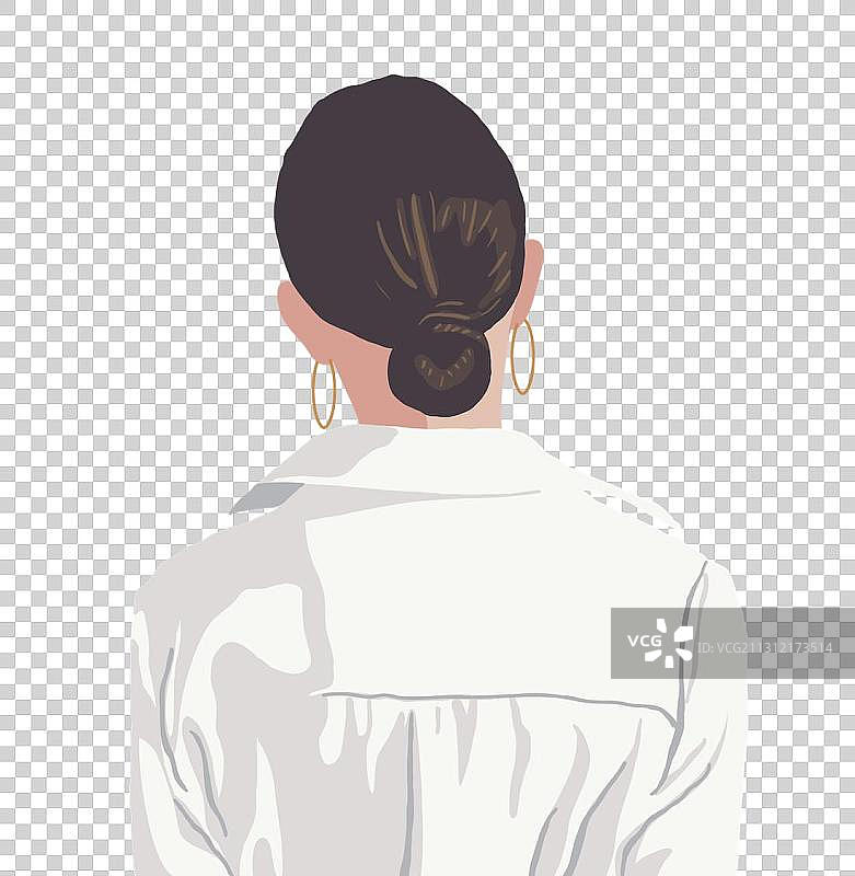 白衬衣女性背影图片素材