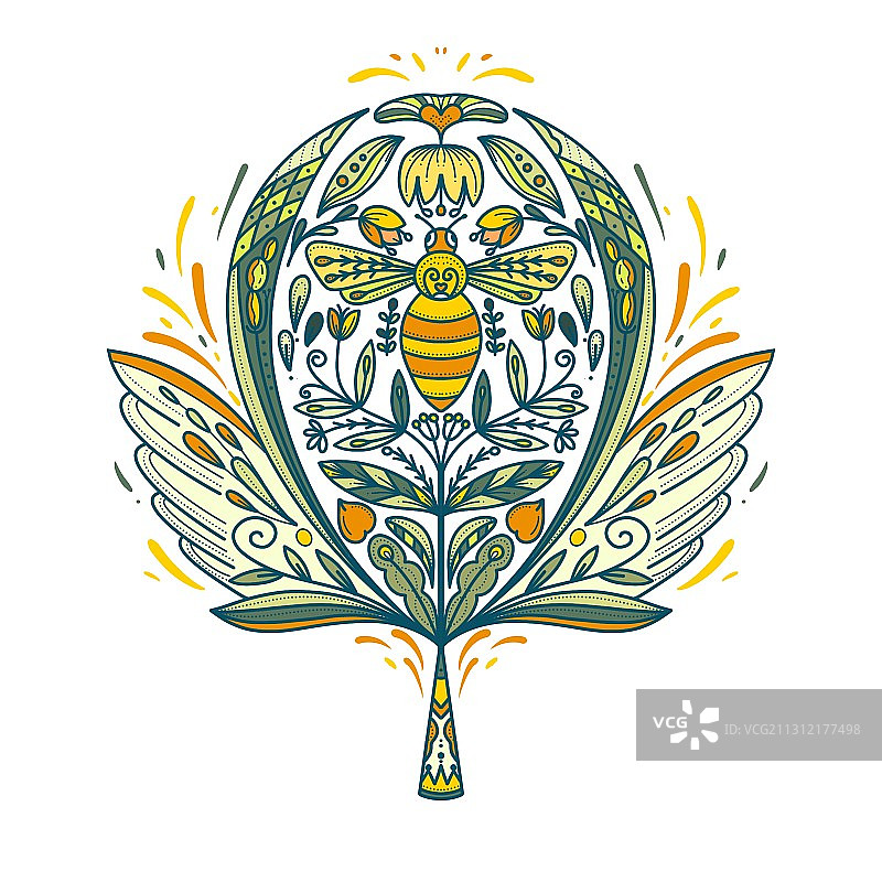 对称之美春天蜜蜂图片素材