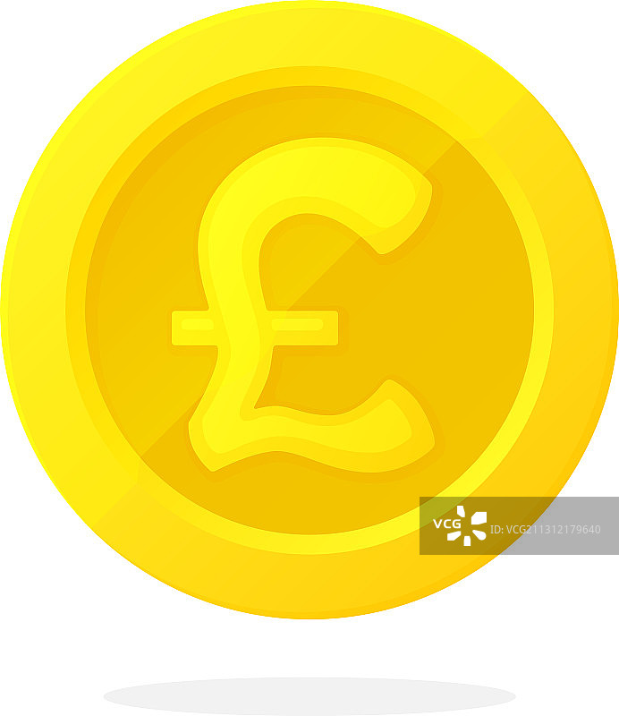 扁平风格的金色英镑硬币图片素材