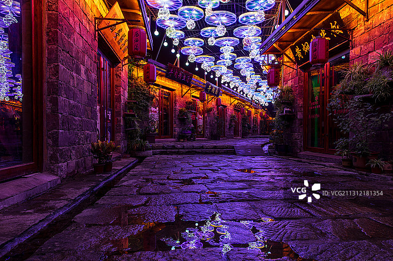 临沂兰陵压油沟风景区  夜景图片素材