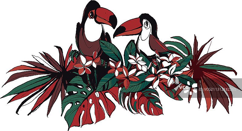 热带花卉夏季派对海报邀请函图片素材