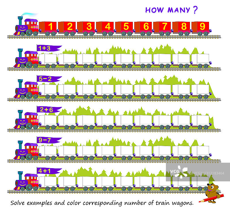儿童加法教育页面图片素材