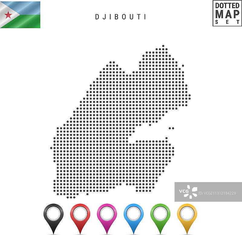 吉布提虚线地图简单轮廓图片素材