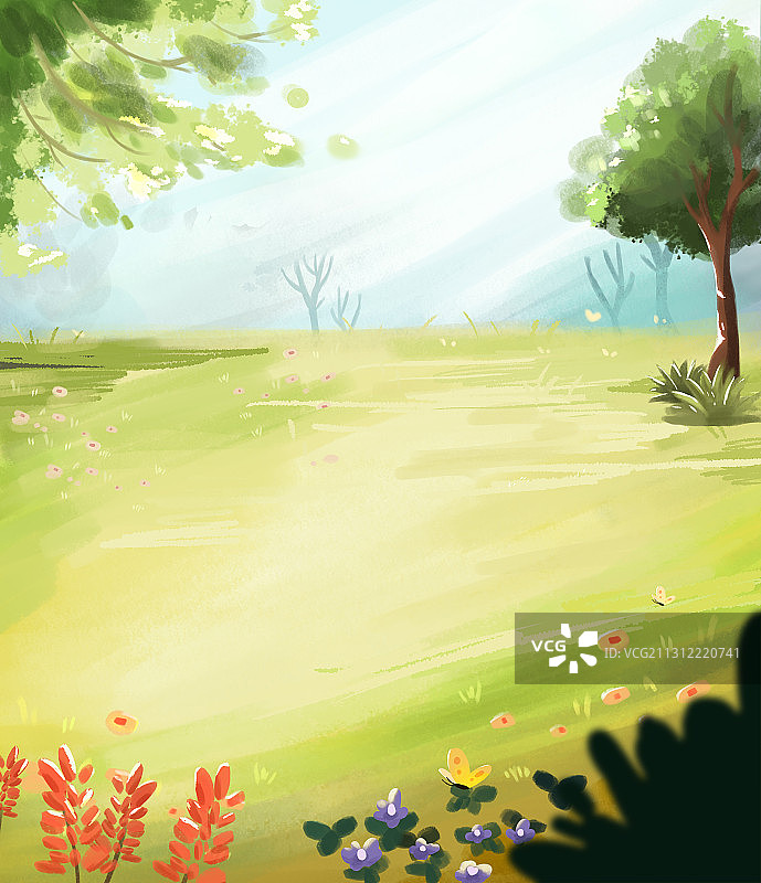无人自然风光郊外插画背景图片素材