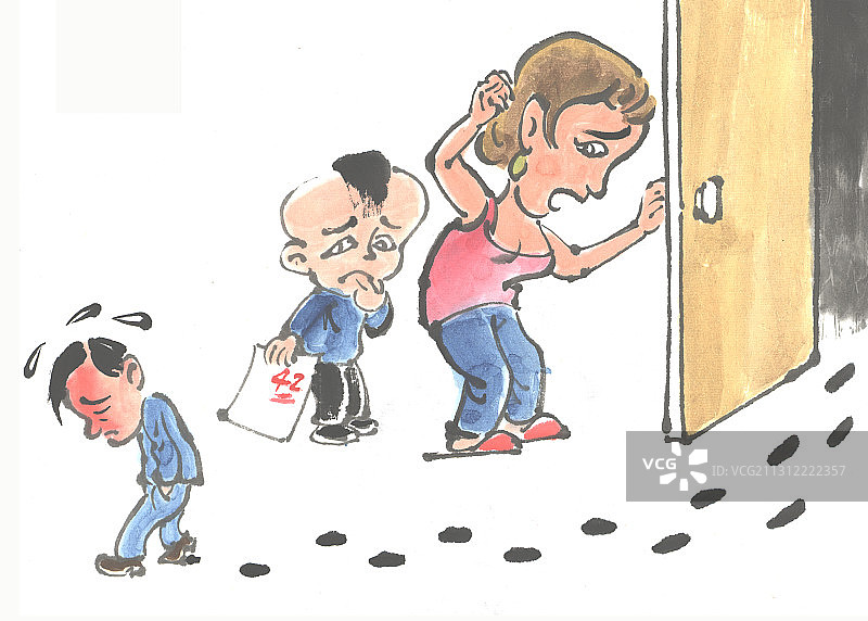 插画：家长会后图片素材