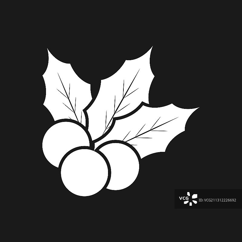 黑色圣诞节模具与圣诞冬青果图片素材