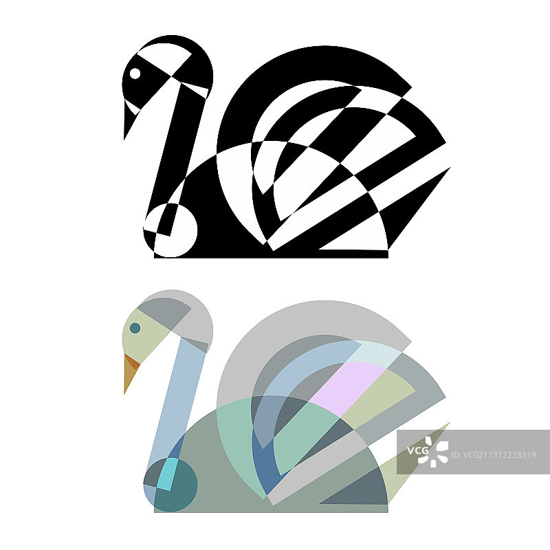 抽象几何风格天鹅图片素材