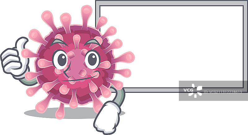 竖起大拇指的冠状病毒卡通设计图片素材