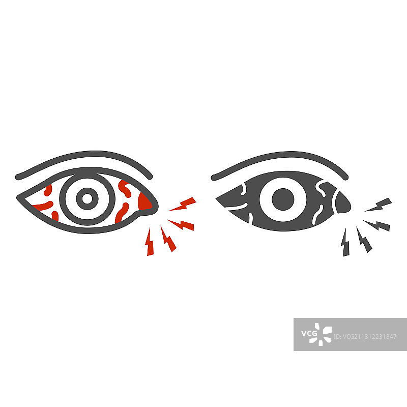 眼睛疼痛和感染线性图标图片素材
