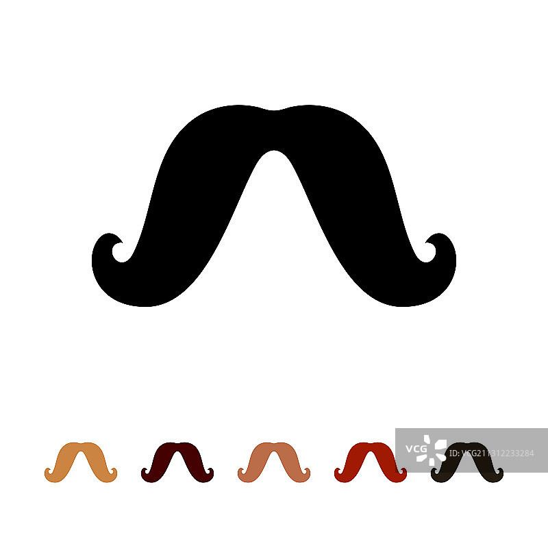 白色背景上的胡子图标轮廓图片素材