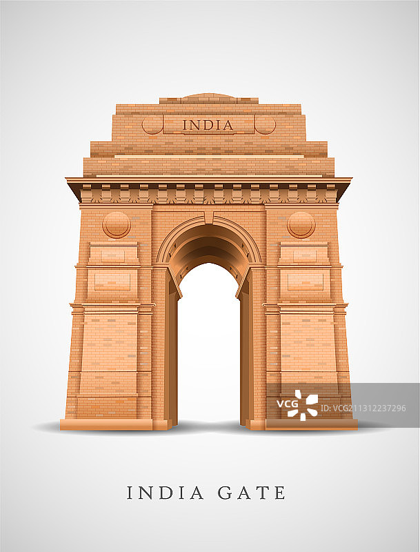 白色背景下的德里印度门图片素材