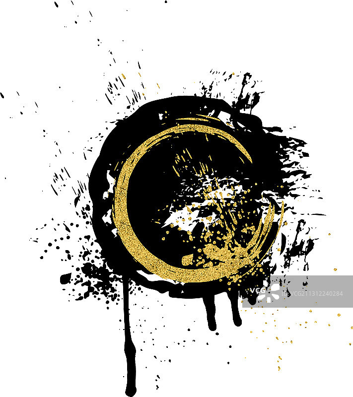 抽象手绘黑色墨水笔刷图片素材