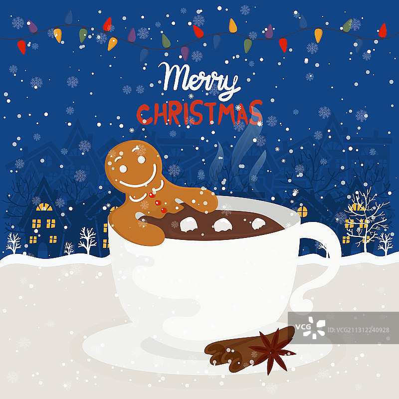 有趣的姜饼人热饮卡通图片素材